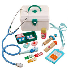 Load image into Gallery viewer, oys for Children Girl Boy Kids Pretend Play Wood Doctor Toys Red Medical Kit Dentist Medicine Box Sets Cloth Bag Packing Games
