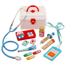 Load image into Gallery viewer, oys for Children Girl Boy Kids Pretend Play Wood Doctor Toys Red Medical Kit Dentist Medicine Box Sets Cloth Bag Packing Games
