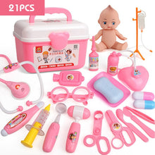Load image into Gallery viewer, 21-39PCS Kids Pretend Play Toys Doctor Set Simulation Medical Kit With Portable Suitcase Girls Role Play Toys Dentist Tool