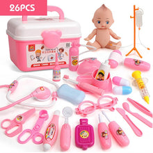 Load image into Gallery viewer, 21-39PCS Kids Pretend Play Toys Doctor Set Simulation Medical Kit With Portable Suitcase Girls Role Play Toys Dentist Tool