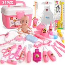Load image into Gallery viewer, 21-39PCS Kids Pretend Play Toys Doctor Set Simulation Medical Kit With Portable Suitcase Girls Role Play Toys Dentist Tool