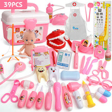 Load image into Gallery viewer, 21-39PCS Kids Pretend Play Toys Doctor Set Simulation Medical Kit With Portable Suitcase Girls Role Play Toys Dentist Tool