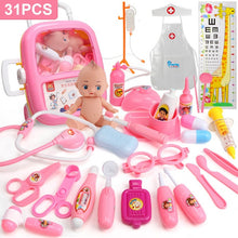 Load image into Gallery viewer, 21-39PCS Kids Pretend Play Toys Doctor Set Simulation Medical Kit With Portable Suitcase Girls Role Play Toys Dentist Tool