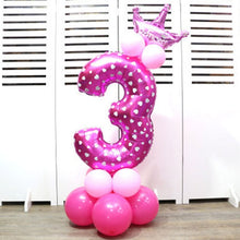 Load image into Gallery viewer, 32-inch Digital Balloon Birthday Balloons Children Number Foil Balloons Happy Birthday Party Decorations Kids Ballon Cartoon Hat