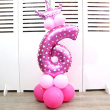 Load image into Gallery viewer, 32-inch Digital Balloon Birthday Balloons Children Number Foil Balloons Happy Birthday Party Decorations Kids Ballon Cartoon Hat