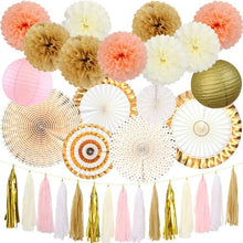 Load image into Gallery viewer, DIY Paper Crafts Fans Tassel Pompon Lantern Hanging Flower Baby Shower Wedding Birthday Festival Bridal Party Decorations