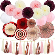 Load image into Gallery viewer, DIY Paper Crafts Fans Tassel Pompon Lantern Hanging Flower Baby Shower Wedding Birthday Festival Bridal Party Decorations