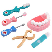 Load image into Gallery viewer, Toys for Children Girl Boy Kids Pretend Play Wood Doctor Toys Red Medical Kit Dentist Medicine Box Sets Cloth Bag Packing Games