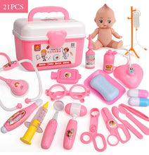 Load image into Gallery viewer, 39/21PCS Kids Play Doctor Game Toys Set Children Cosplay Doctors Vocal Light Stethoscope Toy Simulation Medical Equipment TY0332